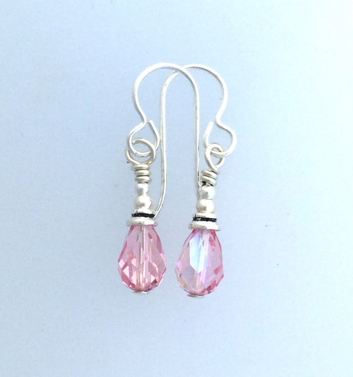 Swarovski Crystal Earrings Light Rose French Hooks by Kate Drew-Wilkinson
