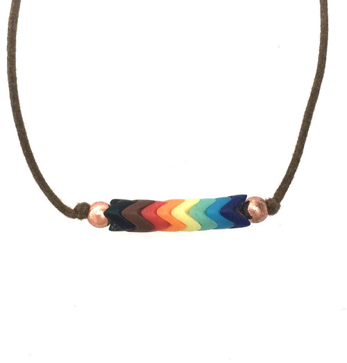 Rainbow Necklace with Historic Interlocking Glass Beads